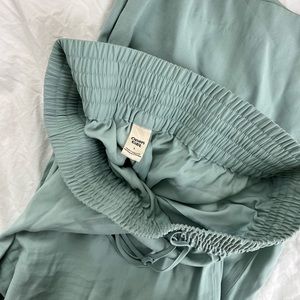 Teal blue open edit pants